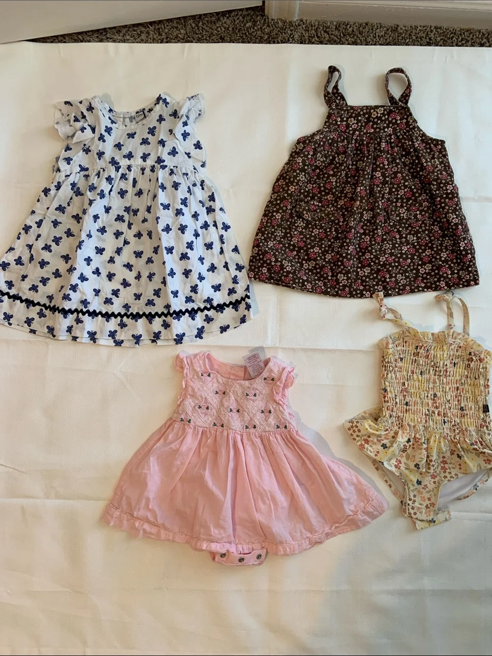 12 months bundle Carter's Pink Embroidered Ruffle Romper Dress 4 pieces